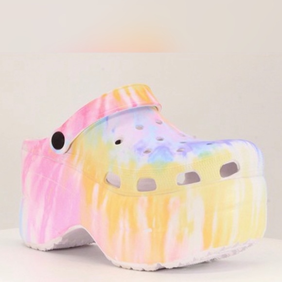 Cape Robbin Shoes - Robbin Yel Tie-Dye Platform Wedge Clog Mule Sandal